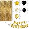 Party Time 49-Pieces Black and Gold Birthday Party Decorations Set with Happy Birthday Balloons Banner, Confetti Balloons, Foil Fringe Curtain for Birthday Party Supplies