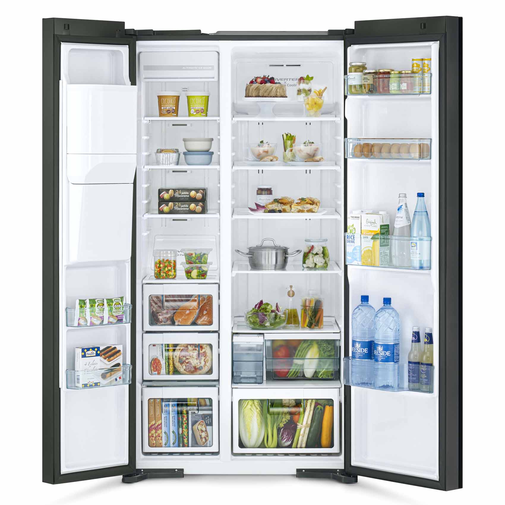 Hitachi 569L Net Capacity Side By Side Glass Refrigerator With dispenser Glass Black- RSX700GPUK0GBK