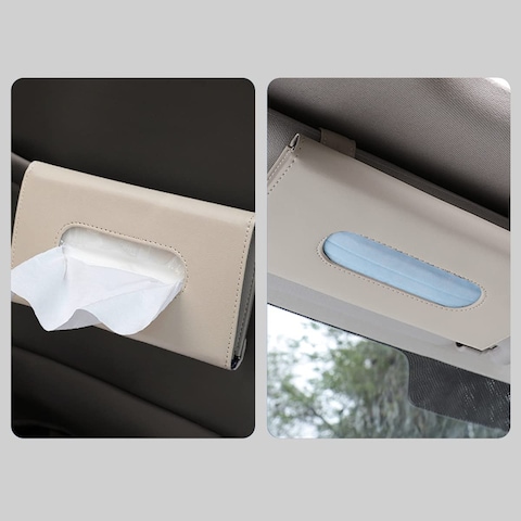 Car Visor Tissue Holder, Car Tissue Dispenser Hanging Paper Towel Holder Case For Car Seat Back And Vehicle Side Door, Multi-Use Paper Tissue Cover Case For Car &amp; Truck Decoration Beige