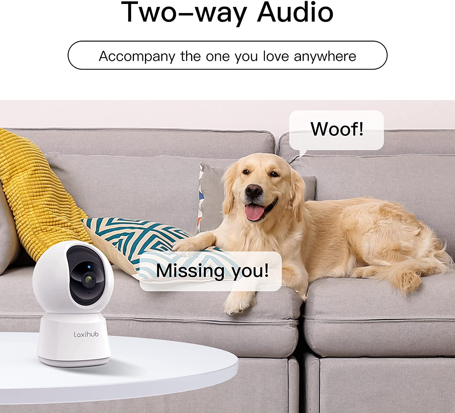 Laxihub Security WiFi Camera Indoor Home Camera Baby Pet Cam P2 1080P, Night Vision, 2-Way Audio, Motion Sound Detection Works with Alexa &amp; Google Assistant