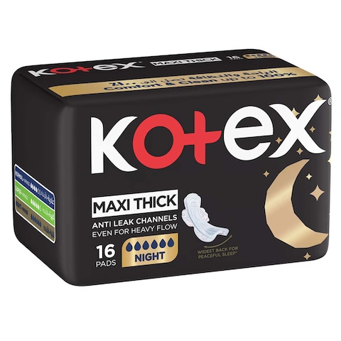 Kotex Maxi Pads Night with Wings Pack of 16