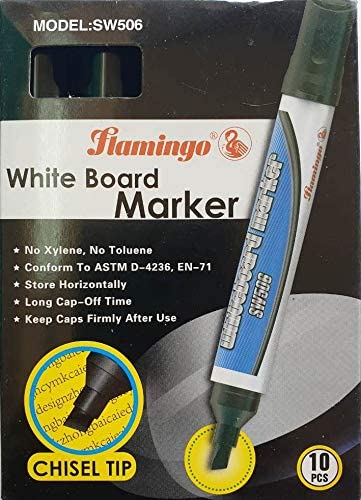 Generic White Board Marker, Chisel Tip (Flamingo) (Black), 10Pcs
