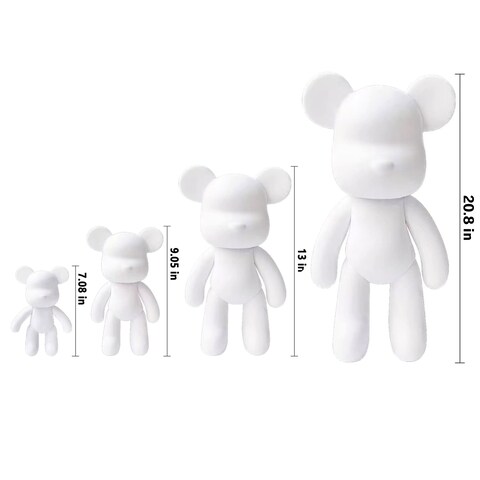 DIY CREATE YOUR OWN UNIQUE ACRYLIC FLUID POURING PAINT BEAR (9 inch - 23 cm) COMPLETE SET, colors: White, Light-Blue, Orange. Arts and Crafts, Customize Handmade Creative Birthday Gift