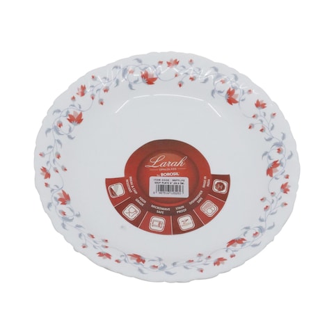 Borosil Larah Fluted Pentas Opal Soup Plate White 22.5cm