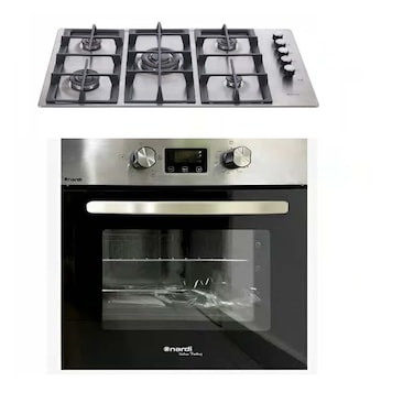 فرن غاز بلت ان ناردي - 67 لتر - ستانلس ستيل - FGX06XN + مسطح غاز بلت ان - 90 سم - 5 شعلة - ستانلس ستيل - SCG55 AVX