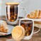 Double Walled Glass Coffee Cups with Handle and with Bamboo Lid 350ml