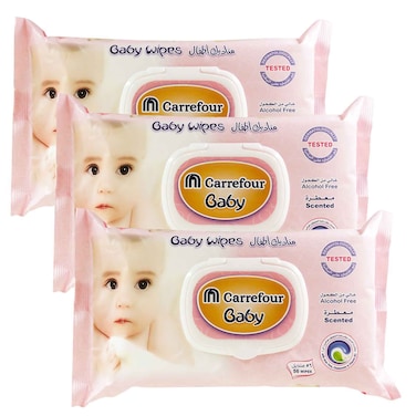 Carrefour baby wipes scented 56 wipes X 3