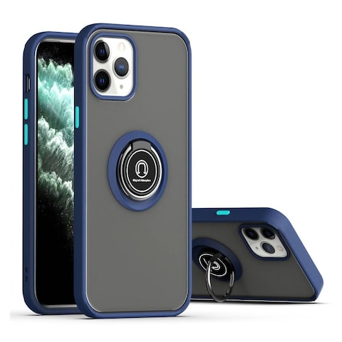 Protective Matte Ring Case Cover For Apple Iphone 11 Pro Max Blue