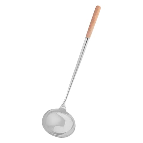 Zebra Chinese Ladle Stainless Steel 6 Inch Teakwood