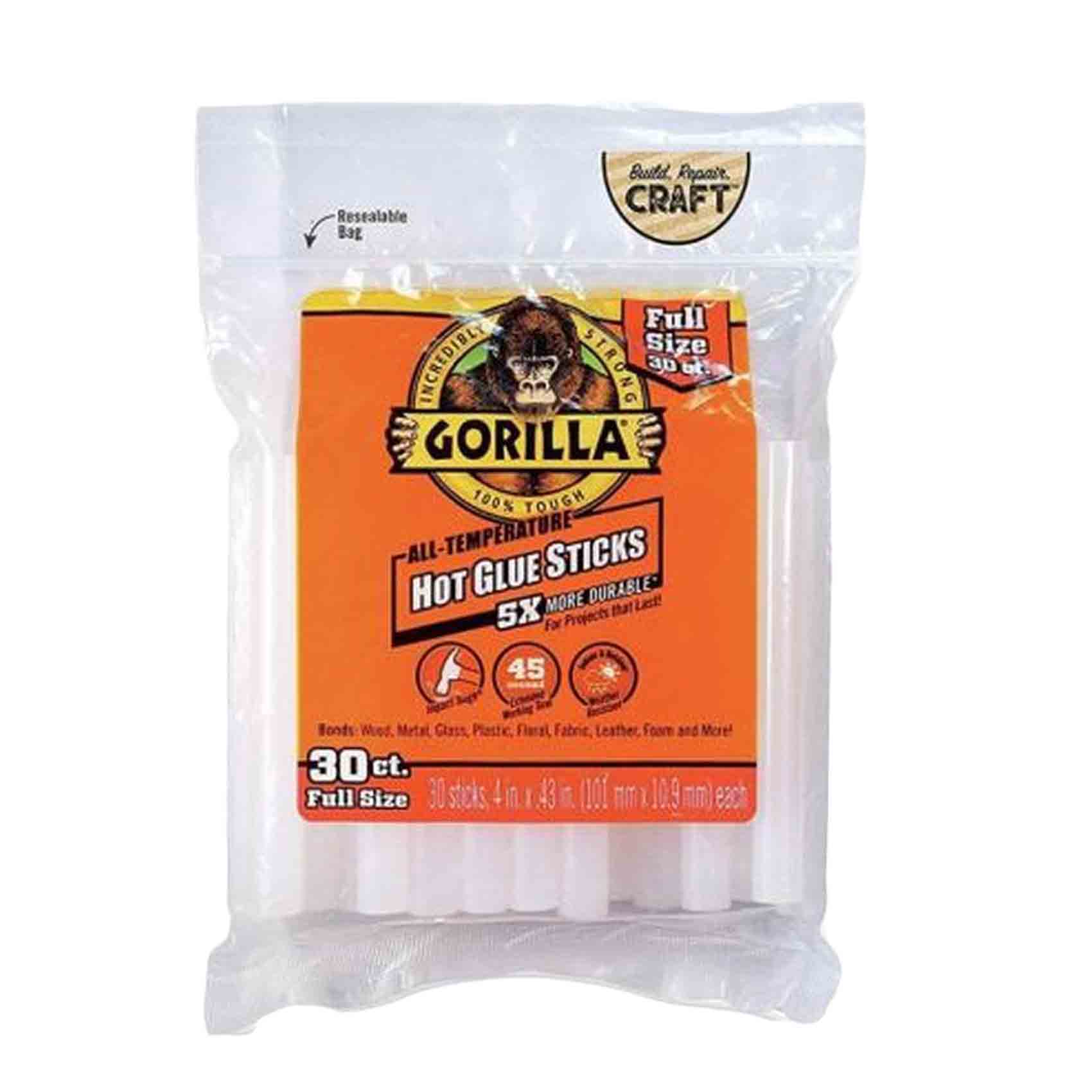 Gorilla Hot Glue Sticks White 4inch Pack of 30