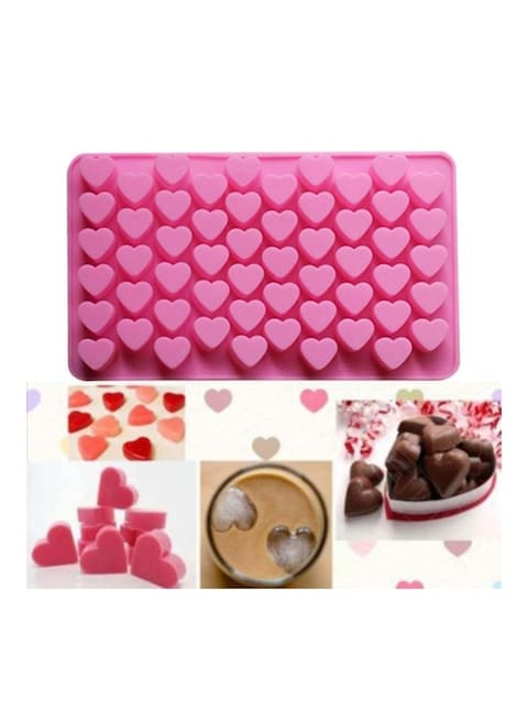 Generic Heart-Shaped Non-Stick 55 Cake Baking Mould Pink 18.5X11X1.4cm