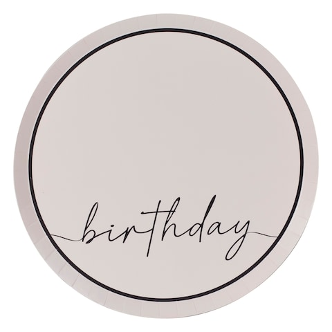 Champagne Noir Nude and Black Happy Birthday Paper Party Plates Pack of 8