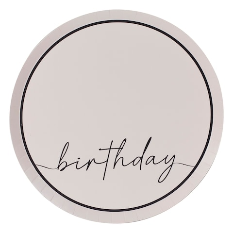 Champagne Noir Nude and Black Happy Birthday Paper Party Plates Pack of 8