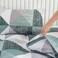 Luna Home-Queen size 6 pieces bedding set, Simply geometric print, green with grey.