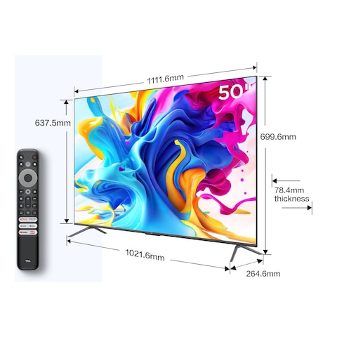 TCL C645 Series 50-Inch 4K UHD Smart Google QLED TV 50C645 Black