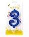 Party Time Glittery Blue Number 3 Birthday Candle Kids Adult Birthday Cake Decoration - Number Candle For Anniversary, Valentines Birthday Candle Cake Topper