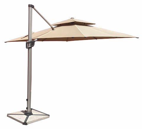 Oasis Casual 3x3m Aluminium Frame Khaki Color Umbrella With 60kg Marble Base