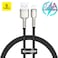 Baseus USB-A to Lightning-Fast Charging Data Transfer Cable Cafule Series Braided Nylon 2.4A for iPhone 13 Pro/13 Pro Max/13/13 mini, iPad 9, 12 mini/12/12 Pro and More (25cm) Black/Silver