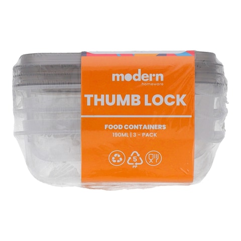 Modern Home Ware Thumb Lock 190 ml (Pack of 3)