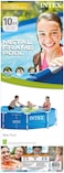 Intex 10 Foot x 30 Inch Round Metal Frame Backyard Above Ground Swimming Pool