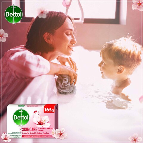 Dettol Skincare Antibacterial Bathing Soap Bar, Rose &amp; Sakura Blossom, 165g