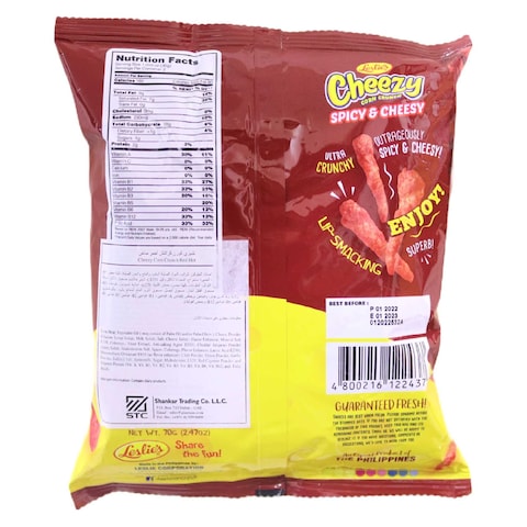 Leslies Cheezy Red Hot Corn Crunch 70g