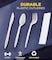 Markq [50 Pack] White Plastic Cutlery Set with Napkin - Heavy Duty Knife Fork Spoon Napkin Set -Disposable Cutlery Set