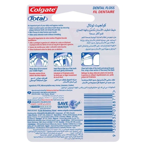 Colgate Total Mint Waxed Dental Floss White 25m