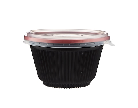 Hotpack Red & Black Base Soup Bowls 450ml with Lids, 5 Pieces