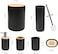 Bathroom Accessories Set 6Pcs,White, Bamboo Bathroom Accessory Set 6Pcs,Black