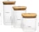 Cuisine Art Square Glass Storage Jars with Bamboo Wood Lids -Set of 3 Transparent Borosilicate Airtight Glass Container, for Storing Kitchen Food, Grains, Coffee Beans, Tea 650+1020+1300ML