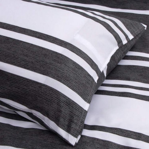 Luna Home King Size 6 Pieces, Black Stripe Design Bedding Set