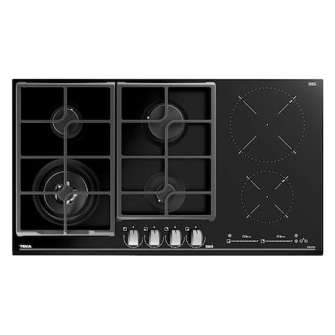Teka JZC 96342 BBB Gas on glass + Induction hob with Direct Functions and 6 cooking zones in 90