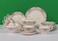 XIANGYU Dinner Set Porcelain Gold, 24pcs tea set; (12)pcs tea cup/saucer, (1) 10'5 flat plate, (6) 7'5 flat plate, (2) tea pot, (2) sugar pot, (1) milk pot. New Ceramic Bone China, The rich and colorf