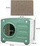 Cat house bed for medium and large cats with scratching board and Non-slip bottom, Waterproof plastic cat shelter for indoor and outdoor use, Easy to assemble 56 cm (Green)