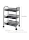 Almufarrej 3-Tier Mesh Wire Rolling Cart Black