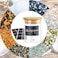 1CHASE&reg; Borosilicate  Glass Storage Jars with Wooden Lid, Mini Jars with Label for Kitchen Pantry, Suit for Sugar, Salt, Coffee, Tea, and Other Dry Food Storage 10 PCs set 180ml