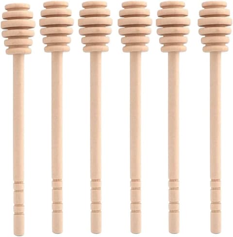 Atraux 6 Pcs Mini Wooden Honey Dipper Sticks (15Cm)