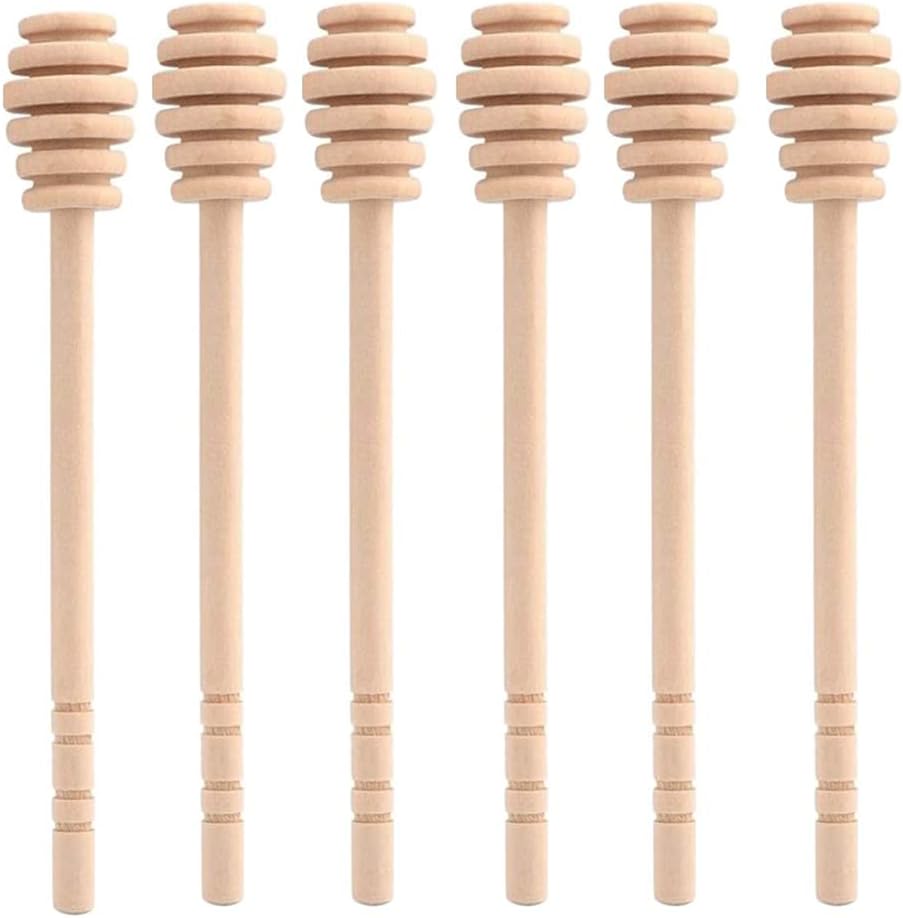 Atraux 6 Pcs Mini Wooden Honey Dipper Sticks (15Cm)