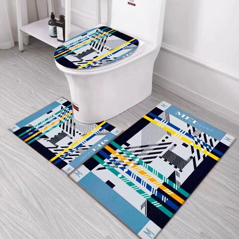 3 PCS Set Of Non Slip Bathroom Rug Made With Soft Material  Which Fit Around Most Toilets With Beautiful Design.