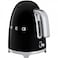 Smeg 50's Style Electric Kettle KLF03BLUK, 3000 W, 1.7 L, Black, Stainless Steel, Glossy Finish