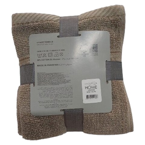 LA Collection 550 GSM Cotton Viscose Face Towels New Taupe 30x30cm 4 PCS