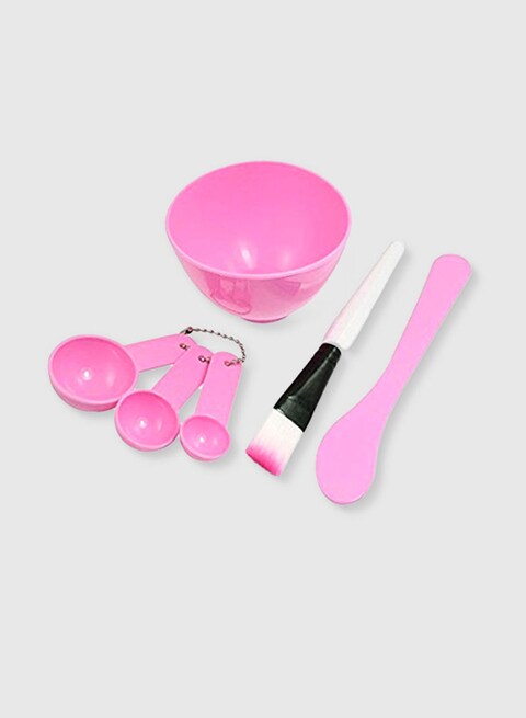 6-Piece Face Mask Bowl Brush Stick And Gauge Set Pink/White/Black