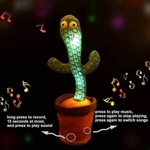 Generic Dancing Cactus Repeats What You Say, Electronic Plush Toys With Lights