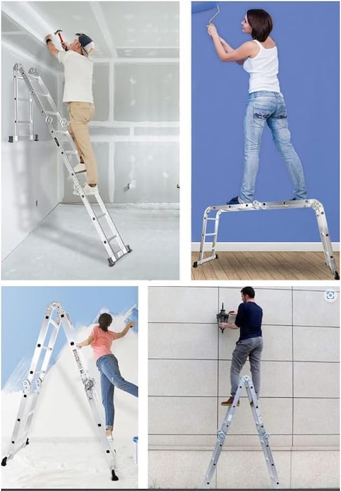 Multipurpose Aluminium Ladder 3.7 Mtr (12 Steps) For Home Office Factory and Professional Maintaince works