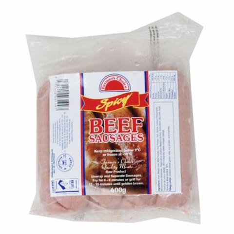 Farmer&#39;s Choice Spicy Beef Sausage 400g