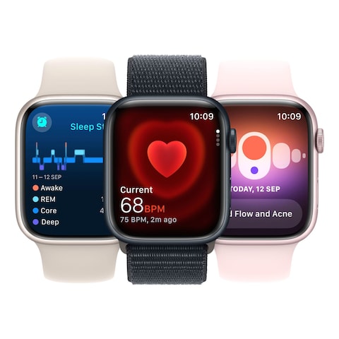 Apple Watch Series 9 LTE 45mm Silver Aluminium Storm Blue Sport Band Small/Medium
