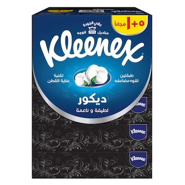 Kleenex D&eacute;cor Facial Tissue, 2 PLY, 6 Tissue Boxes x 70 Sheets, Cotton Soft Tissue Paper for Face &amp; Gentle Care