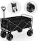 HEXAR&reg; Heavy Duty Shopping Trolley Folding Multi-Functional Portable Utility Wagon Beach Trolley Storage Basket Outdoor Camping Garden Cart with Adjustable Handle (ALL TERRAIN WIDE WHEELS - BLACK)