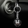 Honda Logo Keychain - Elegant Black &amp; Silver Finish - Durable Metal Construction